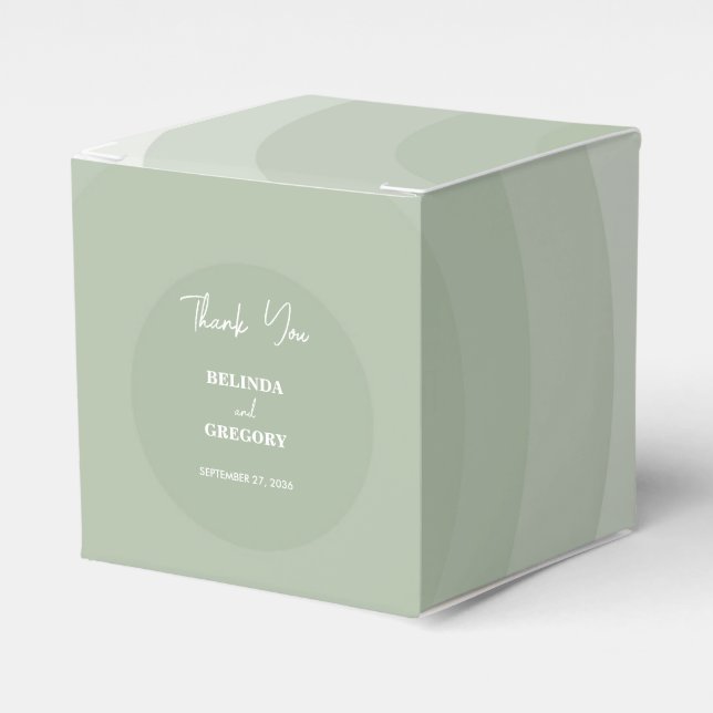 Sage Green Modern Monogram Wedding  Favor Boxes (Front Side)