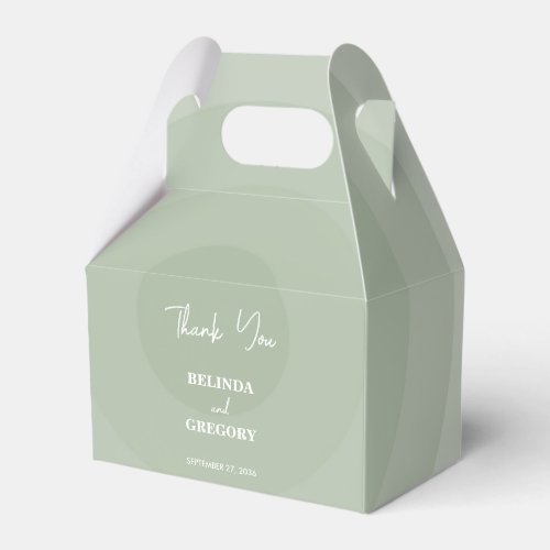 Sage Green Modern Monogram Wedding  Favor Boxes