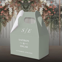 Sage Green Modern Monogram Wedding Favor Boxes