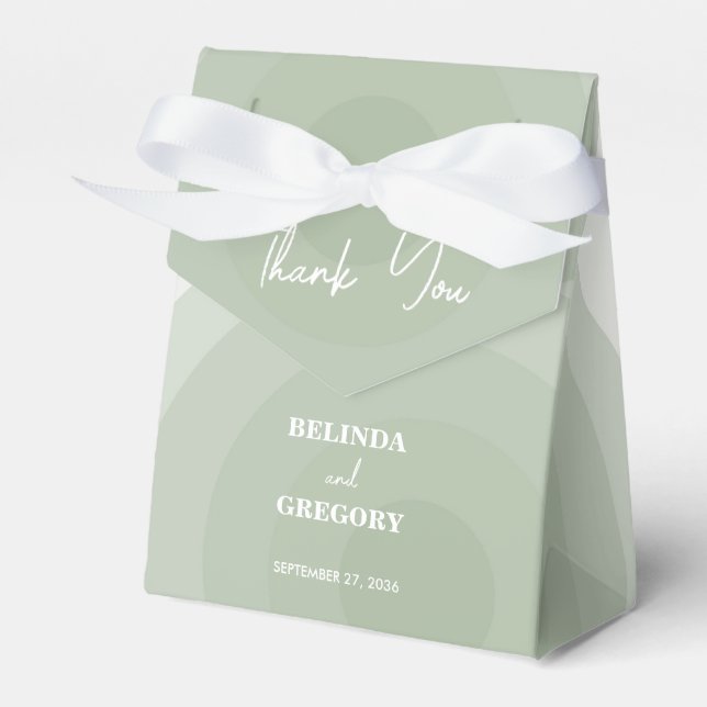Sage Green Modern Monogram Wedding  Favor Boxes (Front Side)