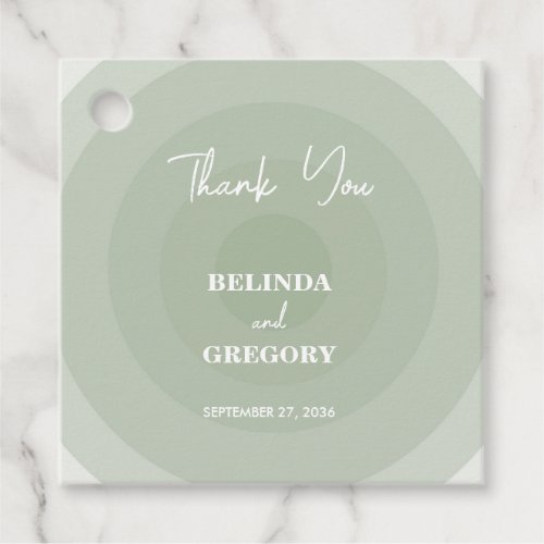 Sage Green Modern Monogram Wedding Favor Tags