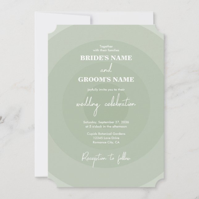 Sage Green Modern Monogram Wedding  Invitation (Front)