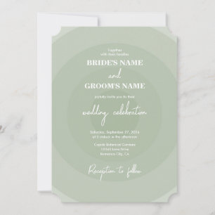 Sage Green Modern Monogram Wedding Invitation