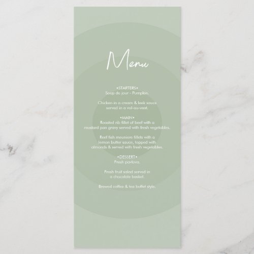 Sage Green Modern Monogram Wedding Menu