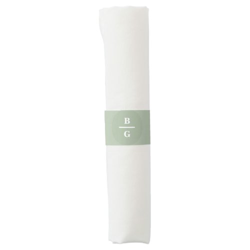 Sage Green Modern Monogram Wedding Napkin Bands