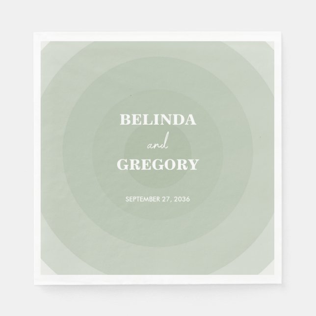 Sage Green Modern Monogram Wedding Napkins (Front)