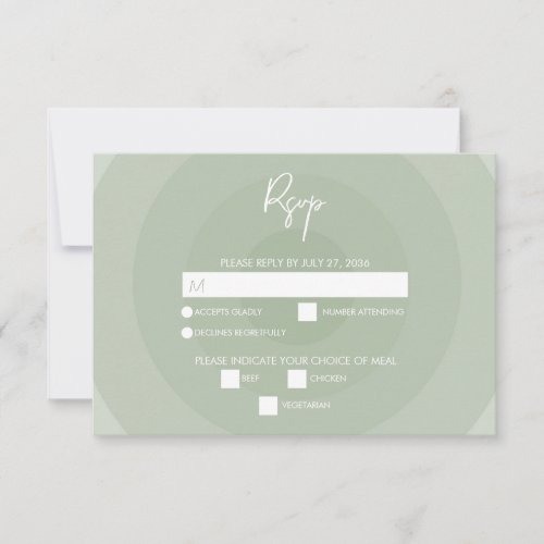 Sage Green Modern Monogram Wedding RSVP 