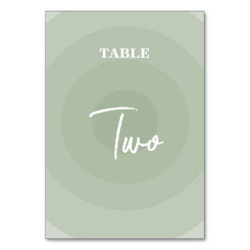 Sage Green Modern Monogram Wedding Table Number