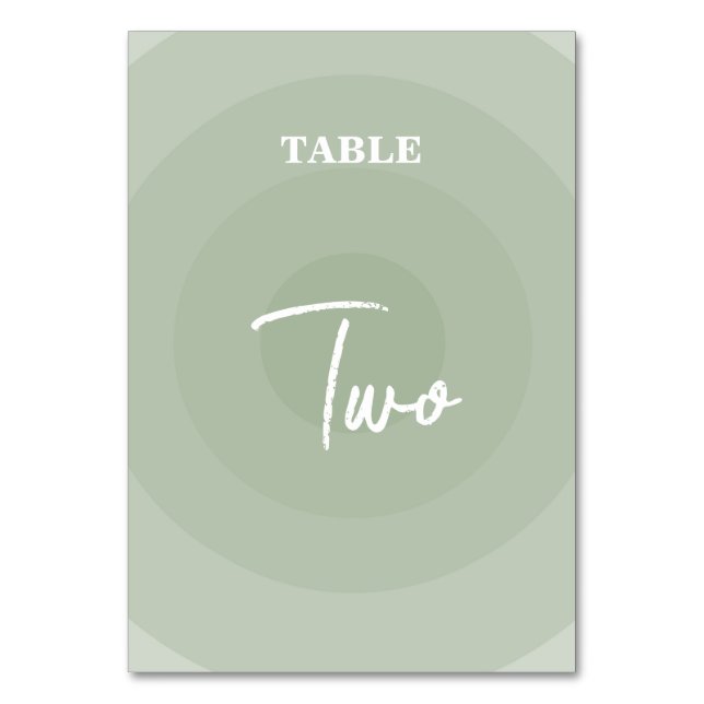 Sage Green Modern Monogram Wedding Table Number (Front)