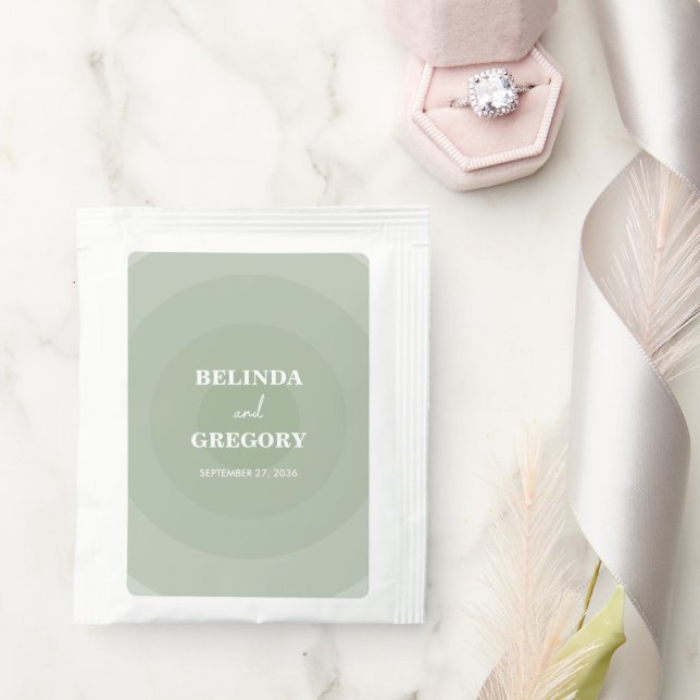 Sage Green Modern Monogram Wedding  Tea Bag Drink Mix (Wedding)