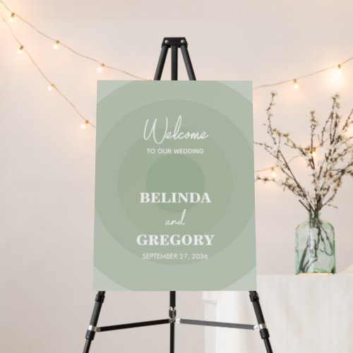 Sage Green Modern Monogram Wedding Welcome Sign