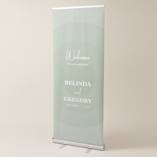 Sage Green Modern Monogram Wedding Welcome Sign (3/4)