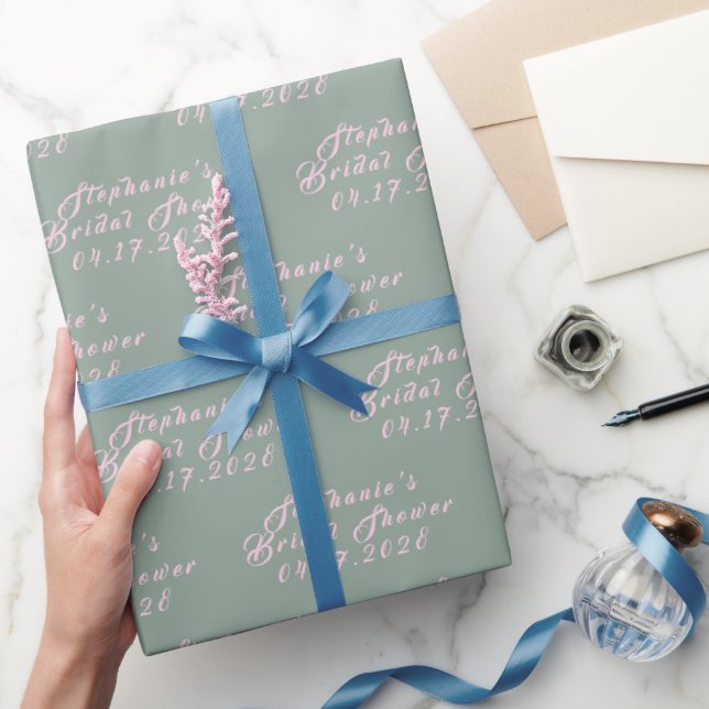 Sage Green Modern Pattern Bride Bridal Shower  Wrapping Paper (Gifting)