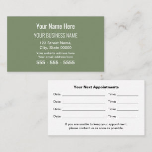 Sage Green Modern Professional Appointment Card