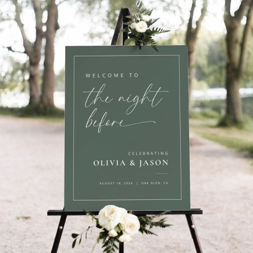 Sage Green Modern Rehearsal Dinner Welcome Sign