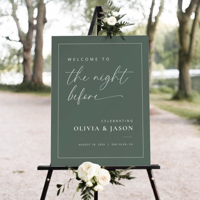 Sage Green Modern Rehearsal Dinner Welcome Sign (Creator Uploaded)