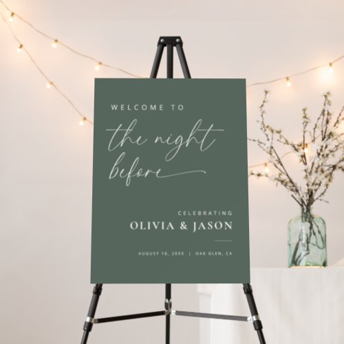 Sage Green Modern Rehearsal Dinner Welcome Sign
