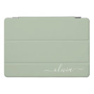 Sage Green Modern Script Girly Monogram Name iPad Pro Cover Sage Green Modern Script Girly Monogram Name iPad Pro Cover