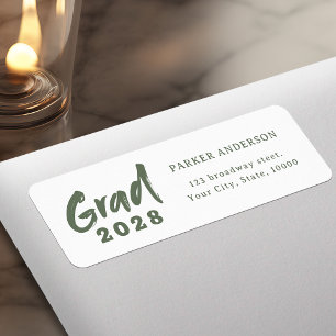 Sage Green Modern Script Graduation Return Address Label