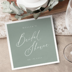 Sage Green modern script minimal bridal shower  Napkins