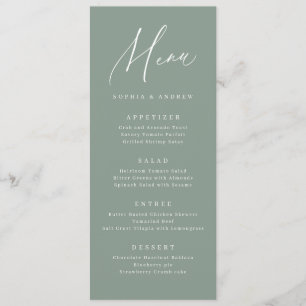Sage Green modern script minimalist wedding Menu