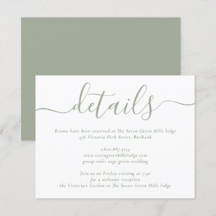 Sage Green Modern Script Wedding Enclosure Card