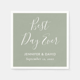 Sage Green Modern Script Wedding Napkins