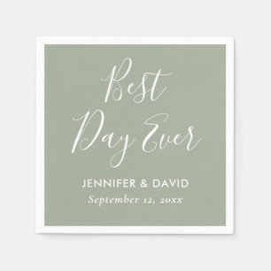 Sage Green Modern Script Wedding Napkins