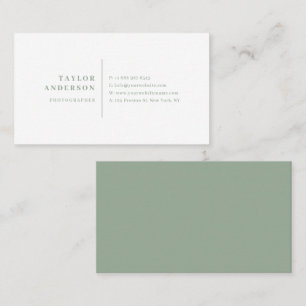 Sage Green Modern Serif Typography Minimalist Business Card