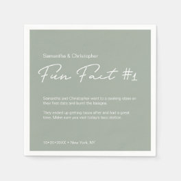 Sage green Modern Simple Couple fun fact Wedding Napkins