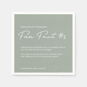 Sage green Modern Simple Couple fun fact Wedding Napkins