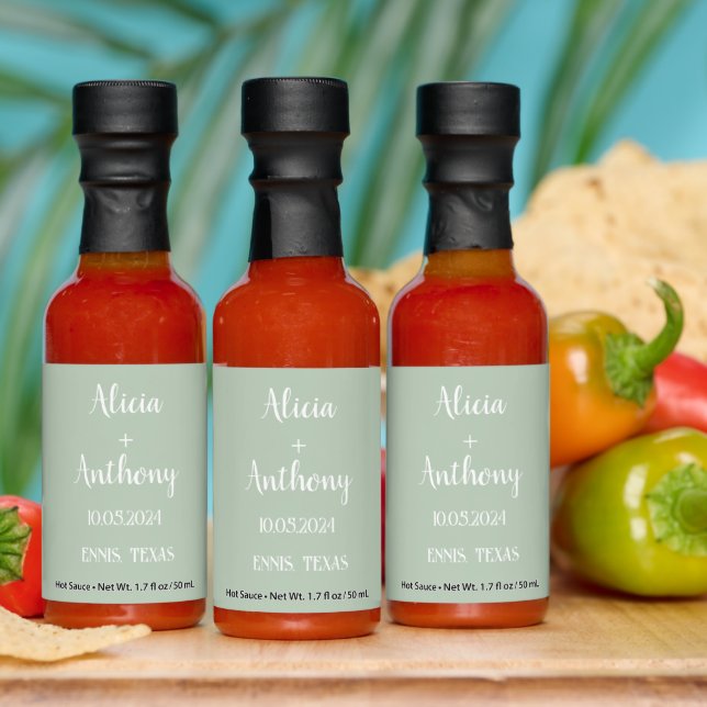 Sage Green Modern Simple Elegant Wedding Hot Sauces (Multi)
