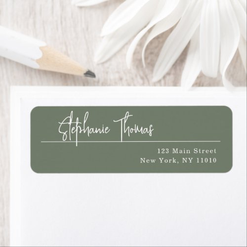 Sage Green Modern Simple Return Address Label