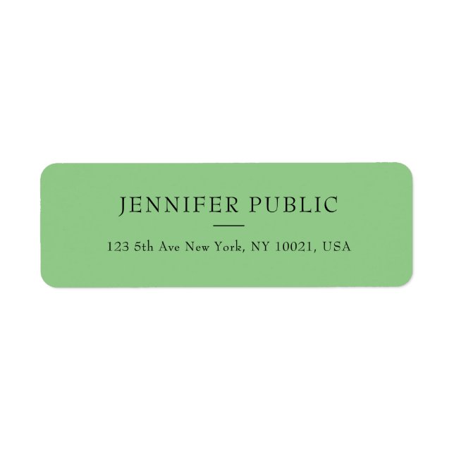 Sage Green Modern Simple Template Return Address Label (Front)