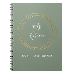 Sage Green Modern Teacher Inspirational Quote Notebook