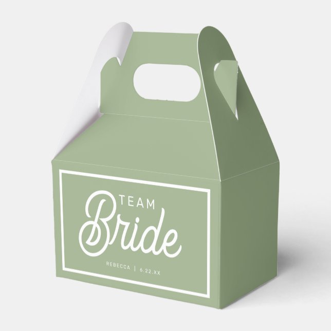 Sage Green Modern Team Bride Custom Favor Box (Back Side)
