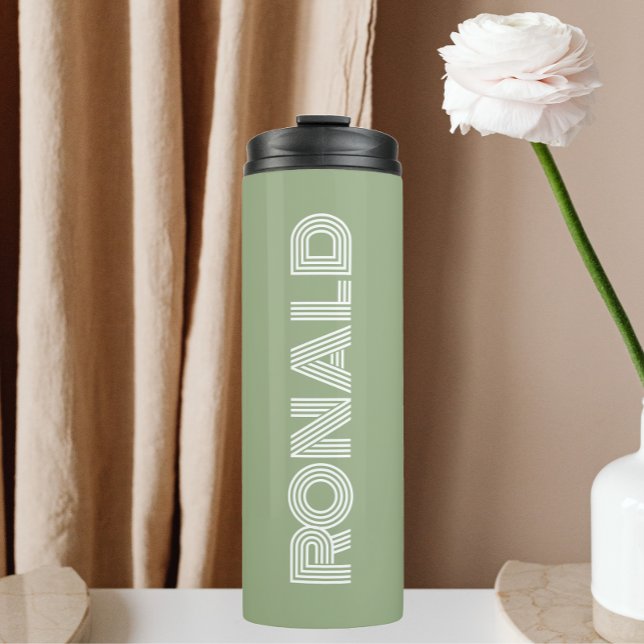 Sage Green Modern Typography Personalized Thermal Tumbler (In Situ)