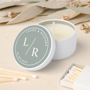 Sage Green Modern Wedding Monogram Mini Candle Favors