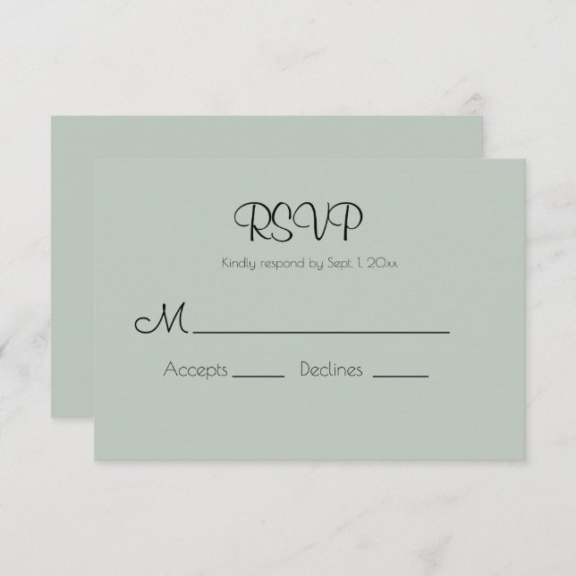 Sage Green Modern Wedding RSVP Card (Front/Back)