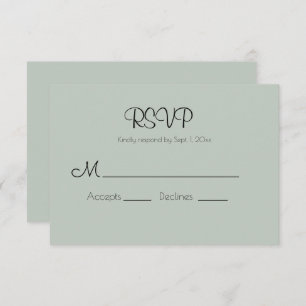 Sage Green Modern Wedding RSVP Card
