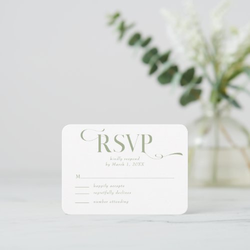 Sage Green Modern Wedding RSVP Enclosure Card