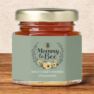 Sage Green Mommy to Bee Floral Baby Shower Honey Jar Favors