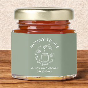 Sage Green Mommy to Bee Floral Wreath Baby Shower Honey Jar Favors
