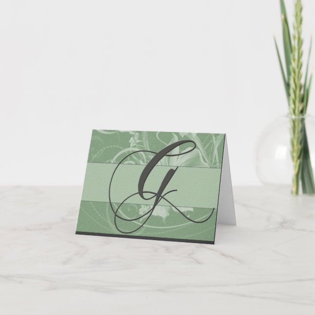Sage green monogram card - Initial G (Front)