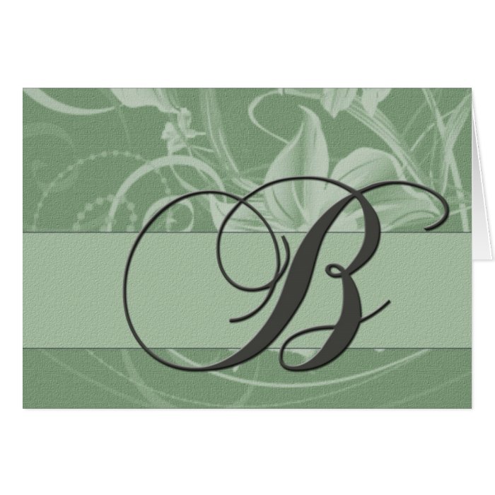 Sage green monogram card  Letter B