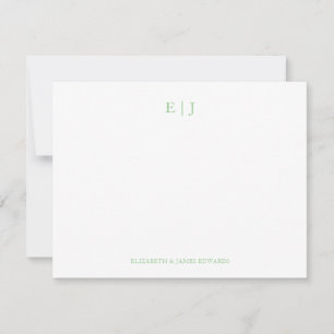 Sage Green Monogram Couple Initials Personalized Note Card