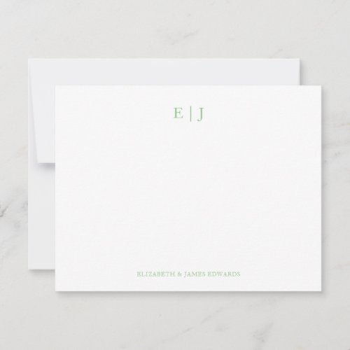 Sage Green Monogram Couple Initials Personalized Note Card