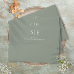 Sage Green Monogram Elegant Modern Return Address Envelope<br><div class="desc">This chic sage green modern return address envelope can be personalized with your monogram initials and contact details. Designed by Thisisnotme©</div>