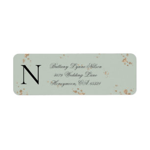 Sage Green Monogram Gold Glitter Return Address Label