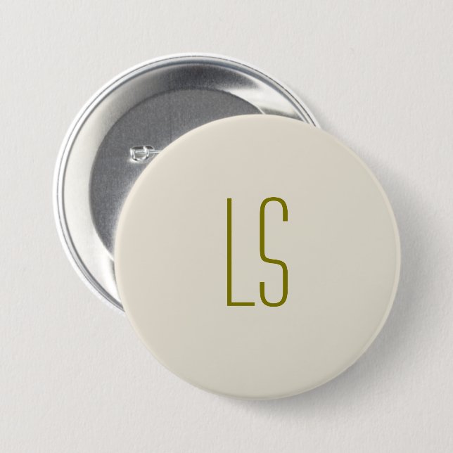 Sage green monogram initial simple button (Front & Back)